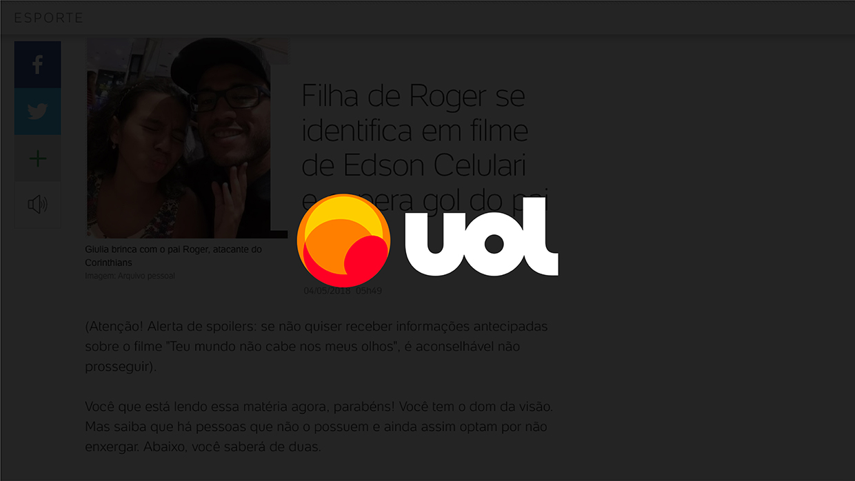 Filha de Roger se identifica em filme de Edson Celulari e espera gol do pai (enus)